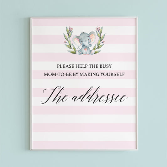 Pink baby shower address card sign printable by LittleSizzle