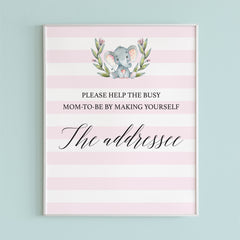 Pink baby shower address card sign printable by LittleSizzle