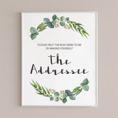 Greenery baby shower decor addressee sign by LittleSizzle