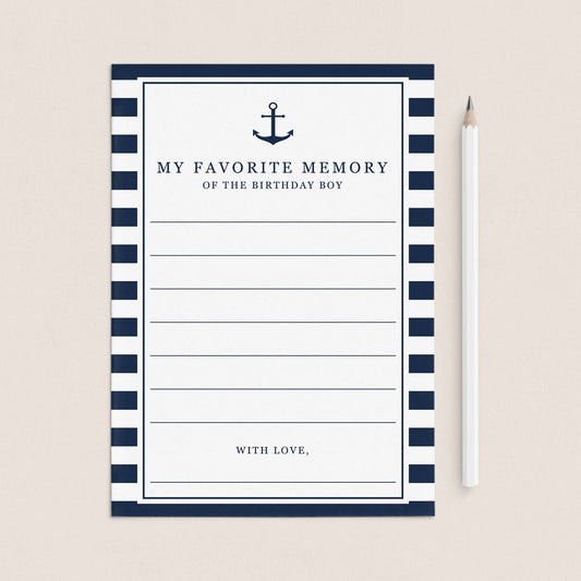 Nautical Boy Birthday Party Activity My Favorite Memory by LittleSizzle