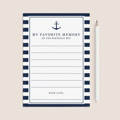 Nautical Boy Birthday Party Activity My Favorite Memory by LittleSizzle