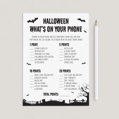 Black and White Halloween Party Game for Adults What's On Your Phone by LittleSizzle