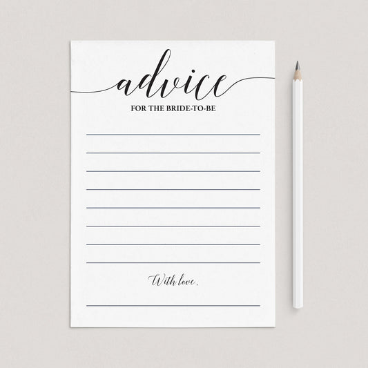 Elegant Bridal Shower Advice Card Printable by LittleSizzle