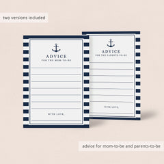 Printable baby advice for new parents nautical baby shower by LittleSizzle