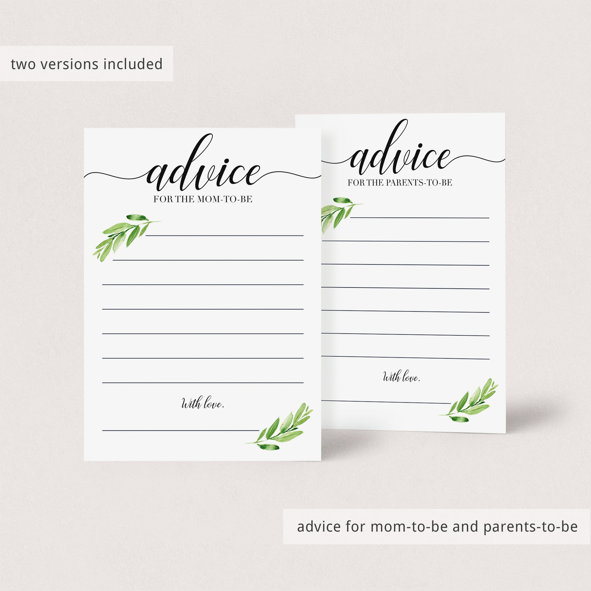 Printable advice cards for baby shower by LittleSizzle