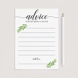 Greenery wedding advice cards printable by LittleSizzle