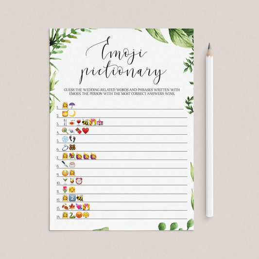botanical bridalshower emoji game instant download by LittleSizzle