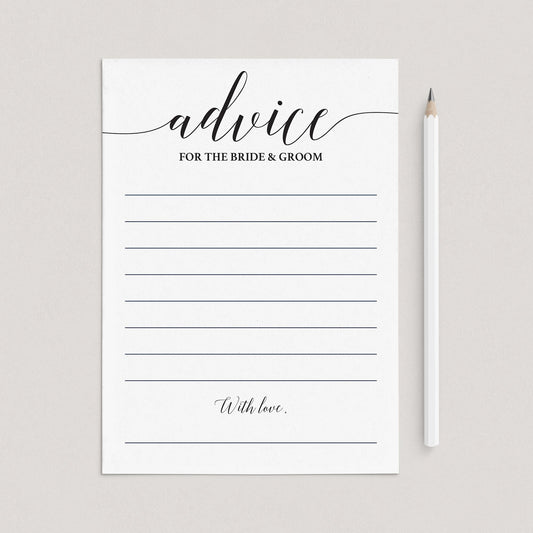 Calligraphy Wedding Advice Cards Printable by LittleSizzle