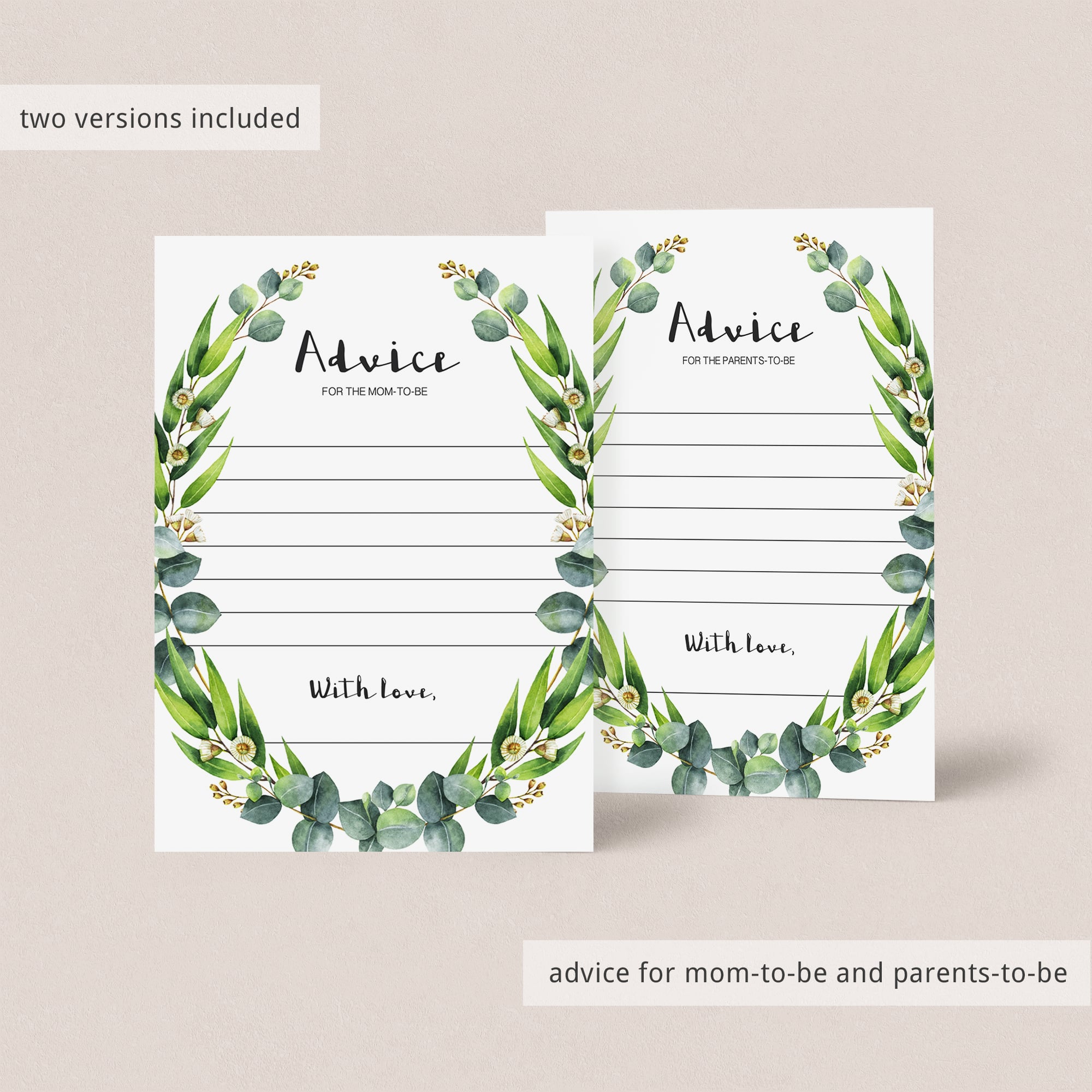 Baby shower advice cards instant download by LittleSizzle