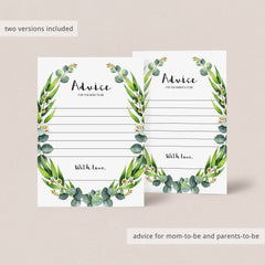 Green eucalyptus leaf baby shower wish cards by LittleSizzle