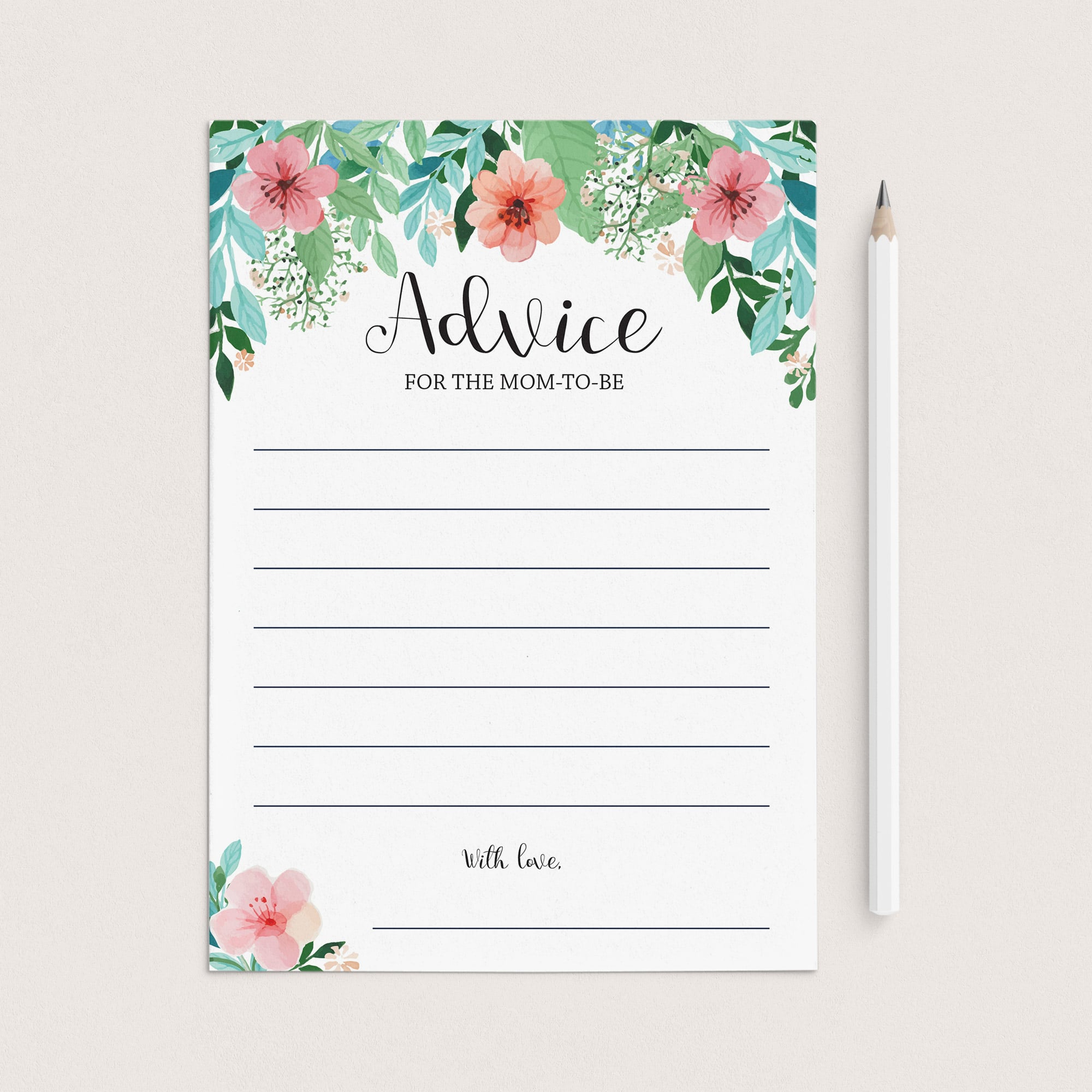 Floral Words of Wisdom Cards Printable PDF by LittleSizzle