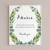 Instant download advice card sign for greenery baby shower by LittleSizzle