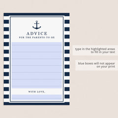 Advice Cards for New Parents Boy Baby Shower