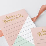 Close-up Pink and Gold Baby Shower Activity Card by LittleSizzle