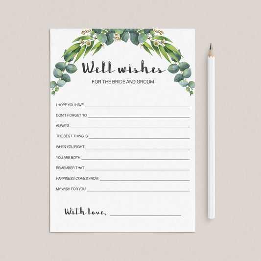 bride and groom wishes bridal shower printables
