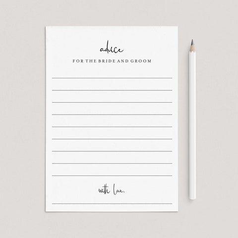 Modern Wedding Advice Cards Printable | Instant Download – LittleSizzle