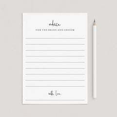 Modern Wedding Advice Cards Printable by LittleSizzle