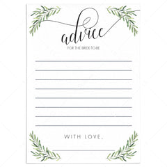 Olive Branch Advice for the Bride-To-Be Cards Printable by LittleSizzle