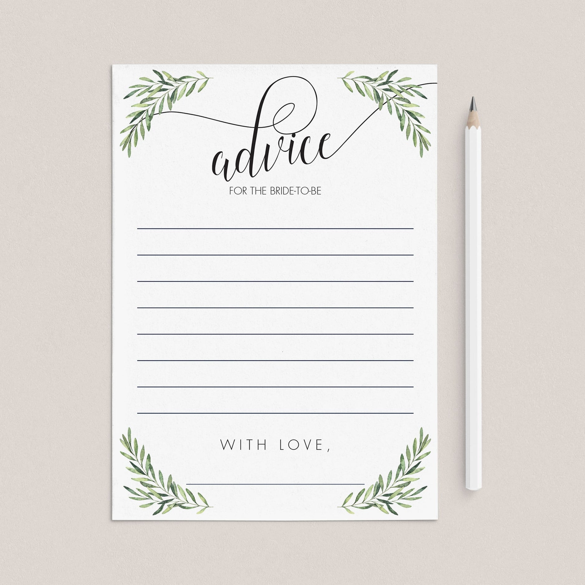 Printable Bridal Shower Advice Cards &amp; Signs | Instant download – Page ...