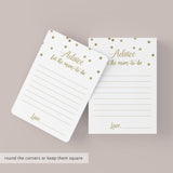Gold Confetti Baby Shower Advice Cards