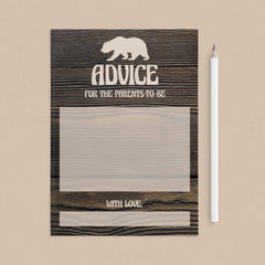 Woods shower advice cards printable by LittleSizzle