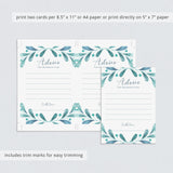 Watercolor blue baby shower game cards by LittleSizzle