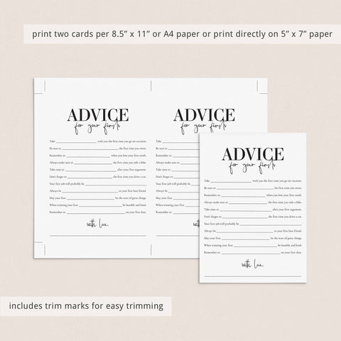 First Birthday Party Advice Cards Printable | 1st Birthday Games ...