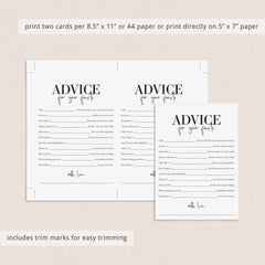First Birthday Party Advice Cards Printable