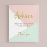 Printable pastel baby shower advice sign by LittleSizzle