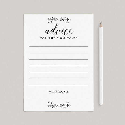Rustic Minimalist Baby Shower Advice Cards Printable by LittleSizzle