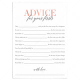 Girl First Birthday Advice Cards Printable by LittleSizzle
