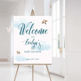 Printable Baby Shower Welcome Sign Blue Clouds by LittleSizzle
