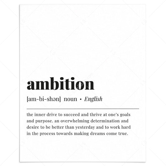 Ambition Definition Print Instant Download by LittleSizzle