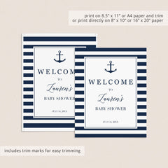 Nautical Baby Shower Welcome Sign Printable