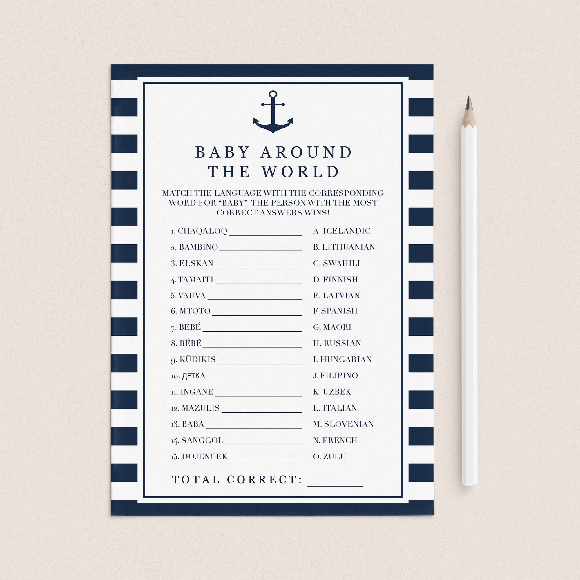 Baby around the world boy baby shower games instant download by LittleSizzle
