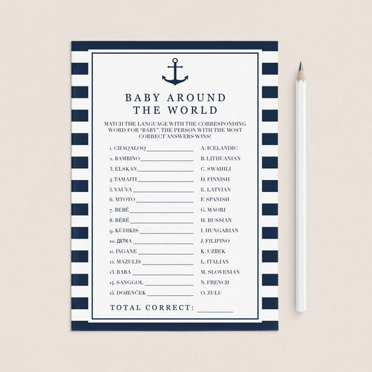 Baby around the world boy baby shower games instant download by LittleSizzle
