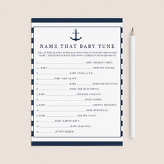 Printable Baby Songs Game for Nautical Baby Shower
