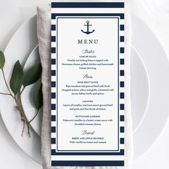 Navy and white manu cards template instant download by LittleSizzle