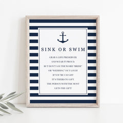 sink or swim sign for beach bridal shower games