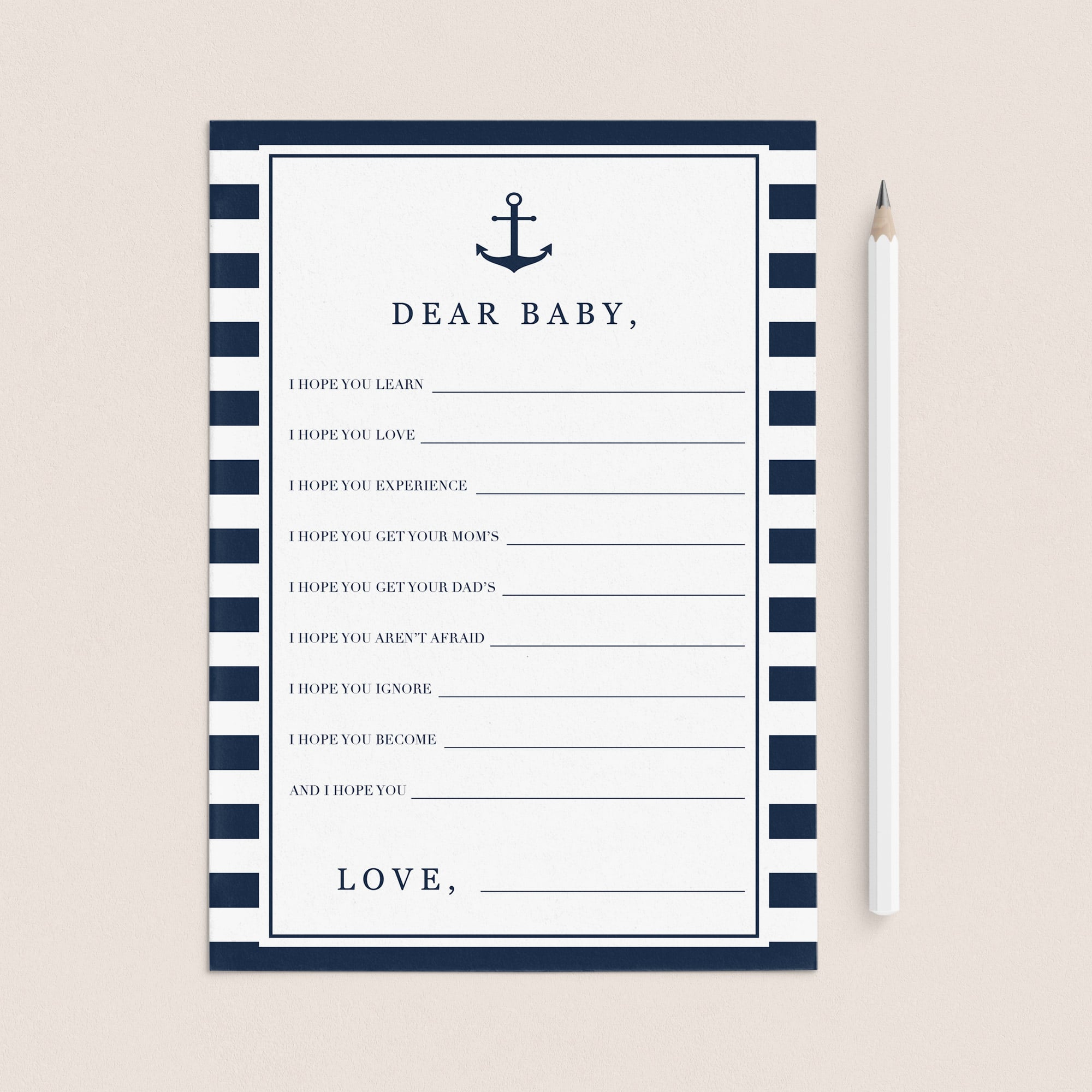 Nautical baby shower wishes for the new baby printable by LittleSizzle