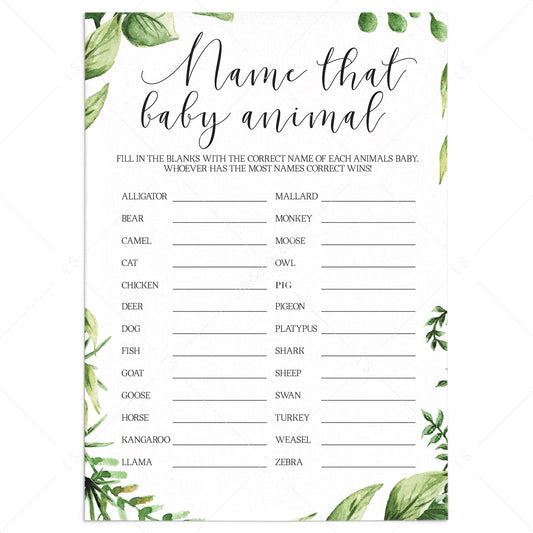 Baby Animals Name Quiz printable baby shower game by LittleSizzle