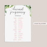 animal pregnancy baby shower game answers instant download by LittleSizzle