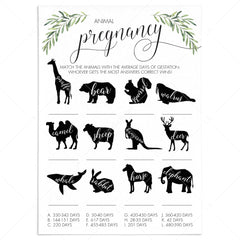 Animal Pregnancy Game Gender Neutral Baby Shower by LittleSizzle