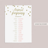 How Long is Each Animal Pregnant Baby Shower Game Printable