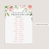 Animal Gestation Game Printable Blush Floral Baby Shower