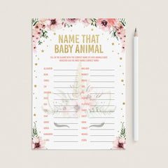 Printable baby shower animal game answer sheet by LittleSizzle