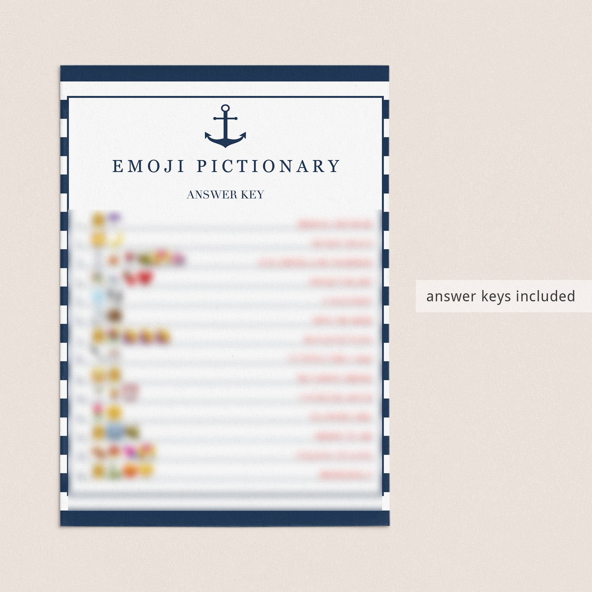 bridal shower emoji pictionary game cards printable with answer key