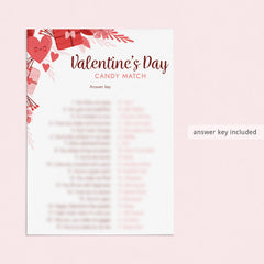 Printable Valentine's Day Candy Game with Answers