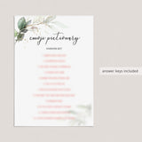Chic Baby Shower Games Printable Watercolor Greenery and Gold