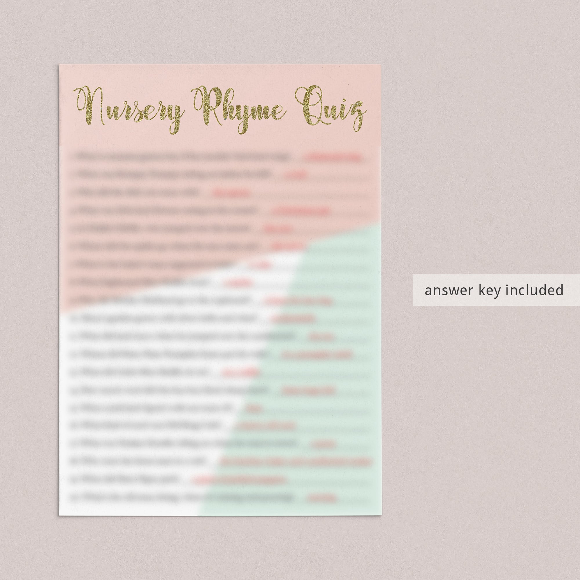 Baby nursery rhyme questions and answers printable for baby showers by LittleSizzle